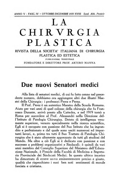 La chirurgia plastica rivista della Societa italiana di chirurgia riparatrice plastica ed estetica