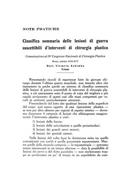 La chirurgia plastica rivista della Societa italiana di chirurgia riparatrice plastica ed estetica