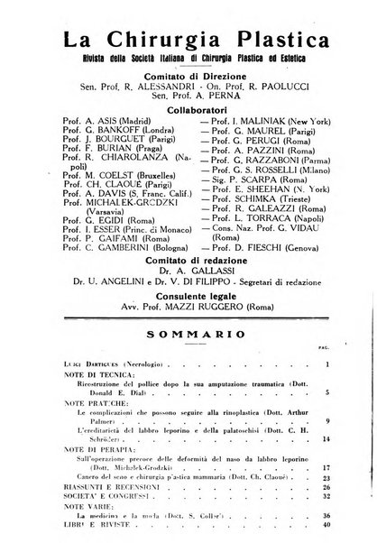 La chirurgia plastica rivista della Societa italiana di chirurgia riparatrice plastica ed estetica