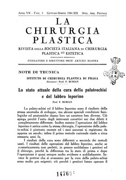 La chirurgia plastica rivista della Societa italiana di chirurgia riparatrice plastica ed estetica