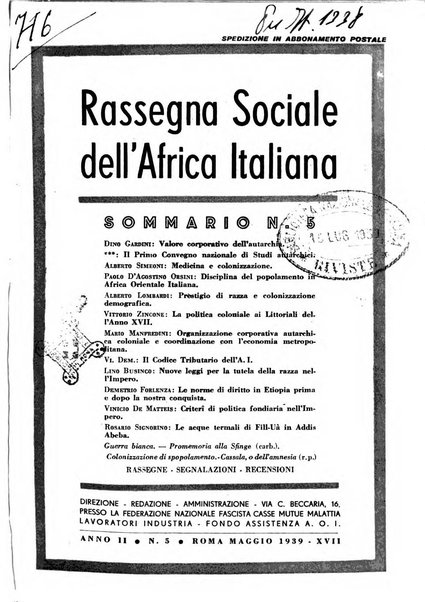 Rassegna sociale dell'Africa italiana