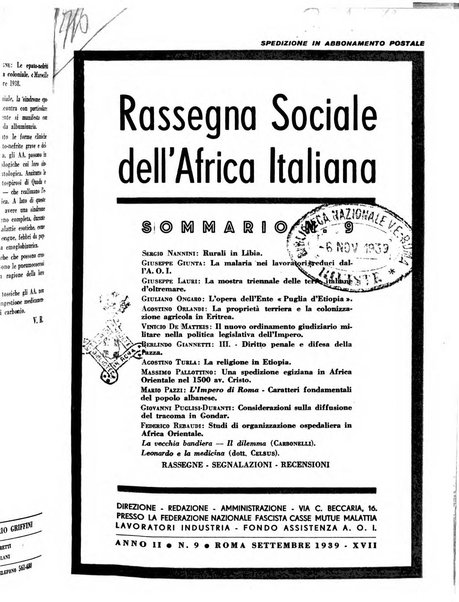 Rassegna sociale dell'Africa italiana