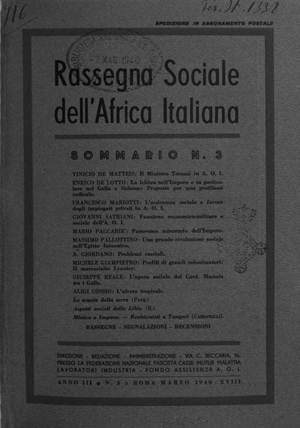 Rassegna sociale dell'Africa italiana