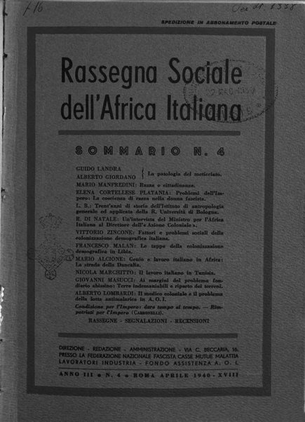 Rassegna sociale dell'Africa italiana