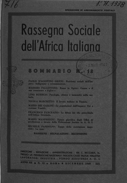 Rassegna sociale dell'Africa italiana