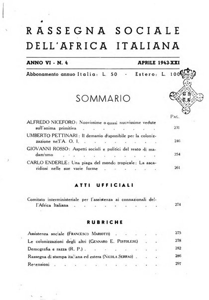 Rassegna sociale dell'Africa italiana