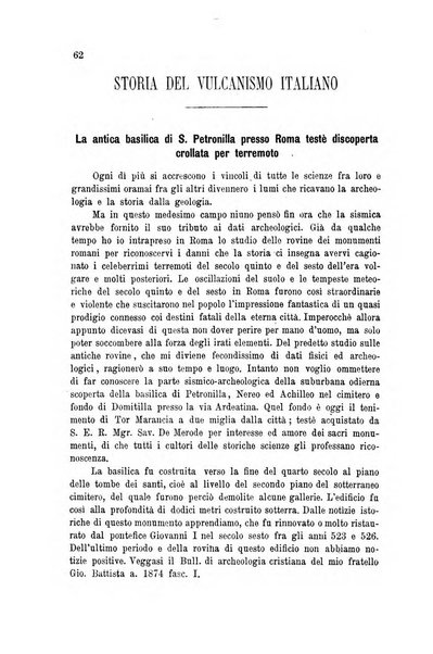 Bullettino del vulcanismo italiano periodico geologico ed archeologico per l'osservazione e la storia..