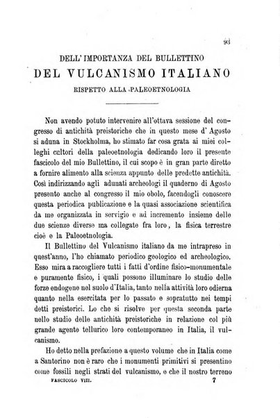 Bullettino del vulcanismo italiano periodico geologico ed archeologico per l'osservazione e la storia..