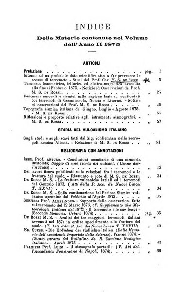 Bullettino del vulcanismo italiano periodico geologico ed archeologico per l'osservazione e la storia..