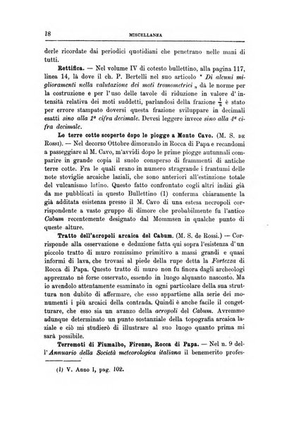 Bullettino del vulcanismo italiano periodico geologico ed archeologico per l'osservazione e la storia..