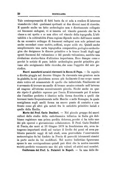 Bullettino del vulcanismo italiano periodico geologico ed archeologico per l'osservazione e la storia..