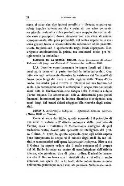 Bullettino del vulcanismo italiano periodico geologico ed archeologico per l'osservazione e la storia..