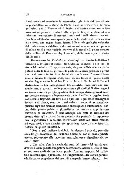 Bullettino del vulcanismo italiano periodico geologico ed archeologico per l'osservazione e la storia..