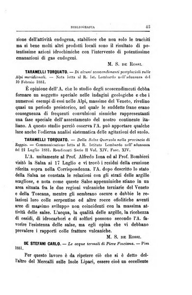 Bullettino del vulcanismo italiano periodico geologico ed archeologico per l'osservazione e la storia..