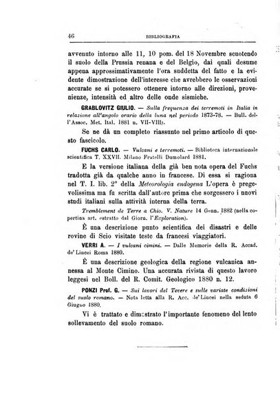 Bullettino del vulcanismo italiano periodico geologico ed archeologico per l'osservazione e la storia..