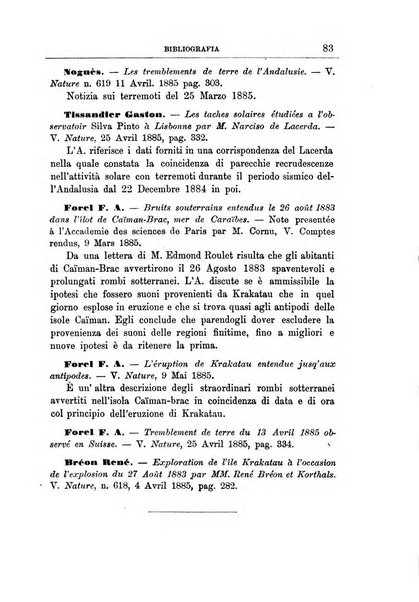 Bullettino del vulcanismo italiano periodico geologico ed archeologico per l'osservazione e la storia..