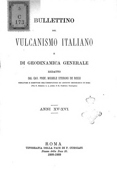 Bullettino del vulcanismo italiano periodico geologico ed archeologico per l'osservazione e la storia..