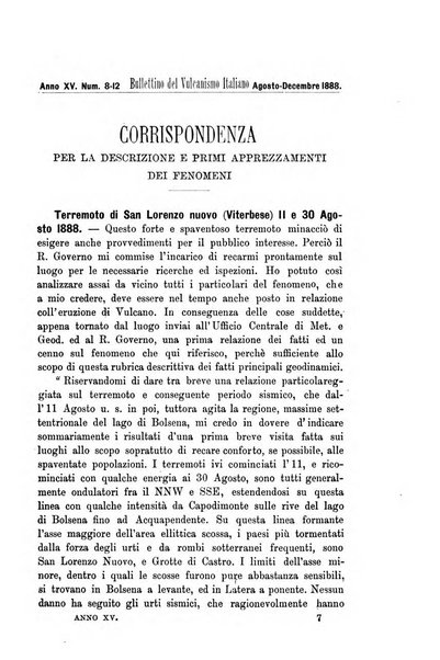 Bullettino del vulcanismo italiano periodico geologico ed archeologico per l'osservazione e la storia..