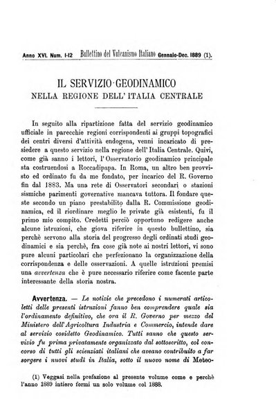 Bullettino del vulcanismo italiano periodico geologico ed archeologico per l'osservazione e la storia..