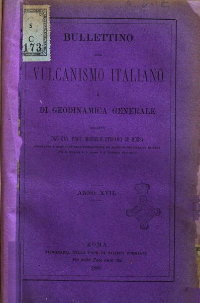 Bullettino del vulcanismo italiano periodico geologico ed archeologico per l'osservazione e la storia..