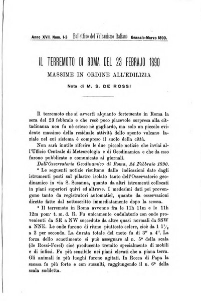 Bullettino del vulcanismo italiano periodico geologico ed archeologico per l'osservazione e la storia..