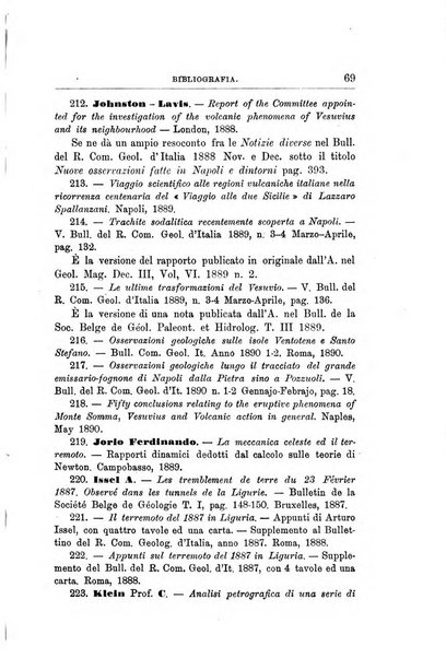 Bullettino del vulcanismo italiano periodico geologico ed archeologico per l'osservazione e la storia..