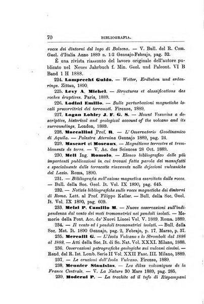 Bullettino del vulcanismo italiano periodico geologico ed archeologico per l'osservazione e la storia..