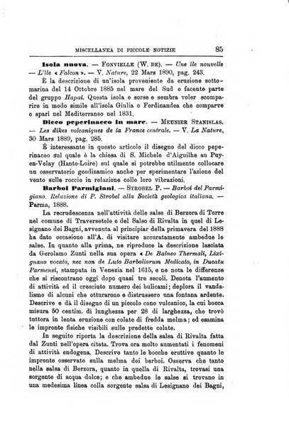 Bullettino del vulcanismo italiano periodico geologico ed archeologico per l'osservazione e la storia..