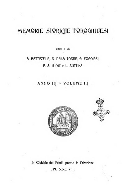 Memorie storiche forogiuliesi