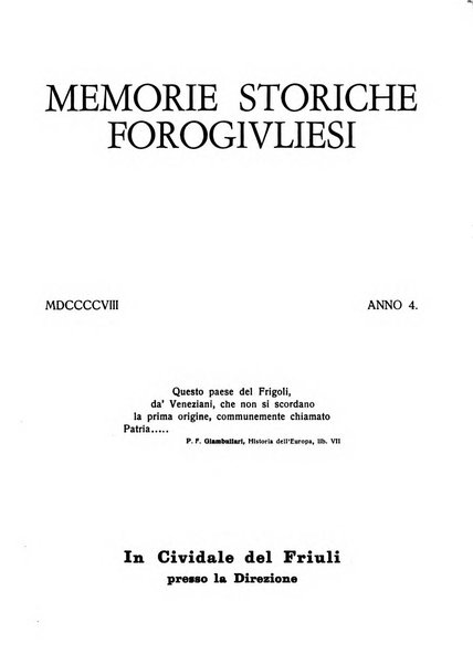 Memorie storiche forogiuliesi