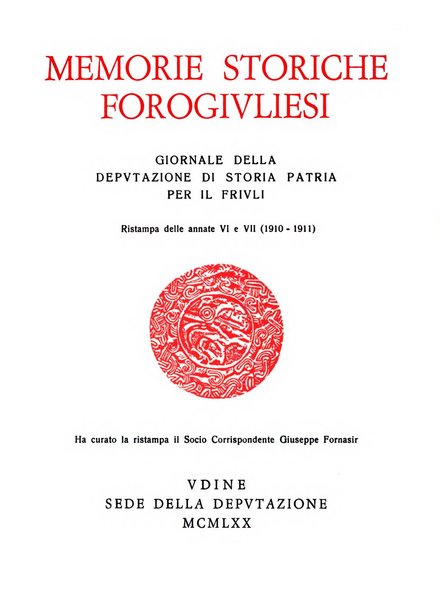 Memorie storiche forogiuliesi