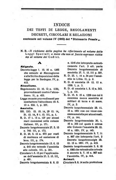 Il dizionario penale rassegna completa di giurisprudenza e dottrina. Parte seconda, Leggi speciali