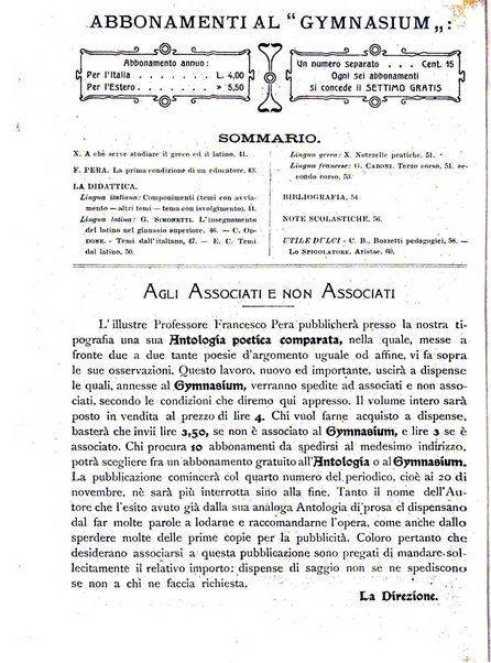 Gymnasium periodico letterario-didattico per le scuole secondarie