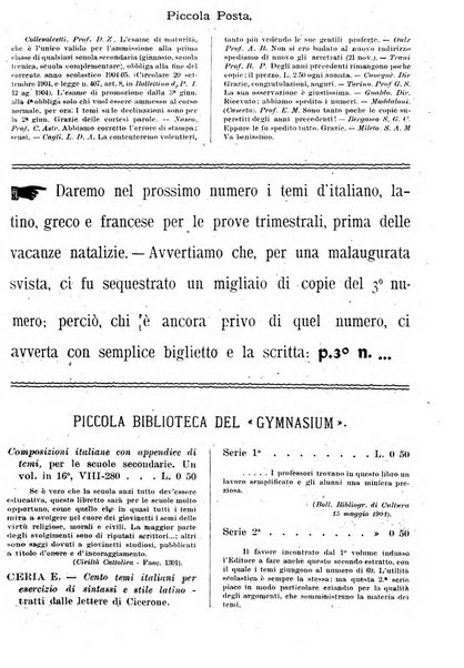 Gymnasium periodico letterario-didattico per le scuole secondarie