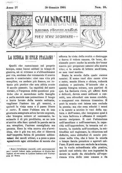 Gymnasium periodico letterario-didattico per le scuole secondarie