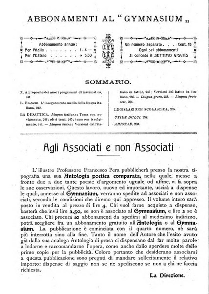 Gymnasium periodico letterario-didattico per le scuole secondarie