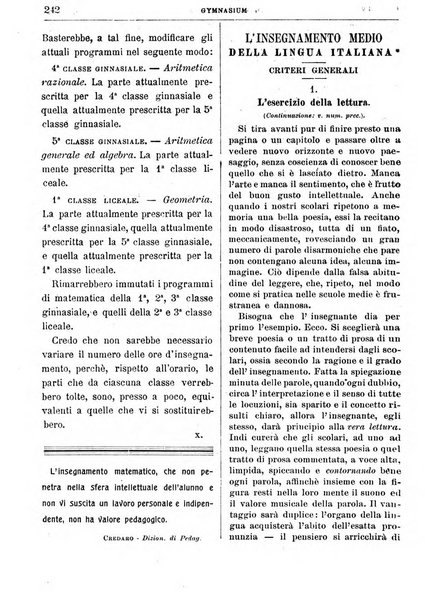 Gymnasium periodico letterario-didattico per le scuole secondarie