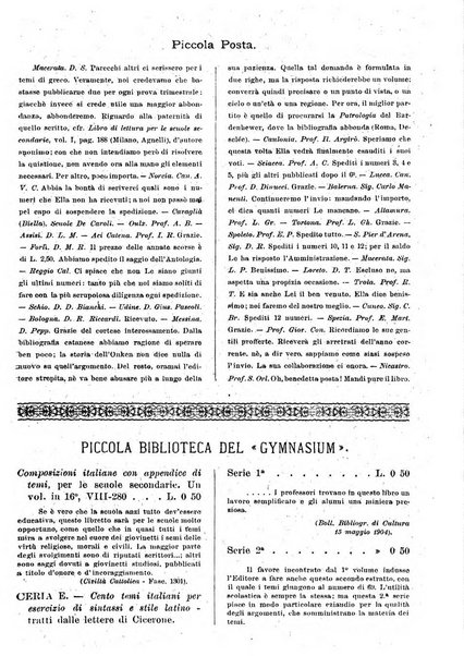 Gymnasium periodico letterario-didattico per le scuole secondarie