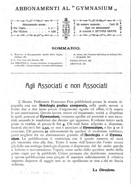 Gymnasium periodico letterario-didattico per le scuole secondarie