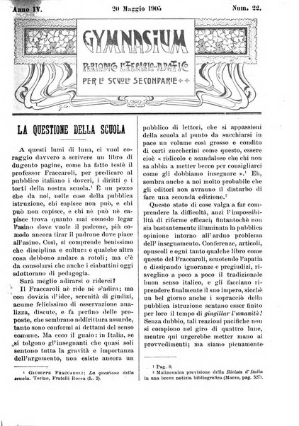 Gymnasium periodico letterario-didattico per le scuole secondarie