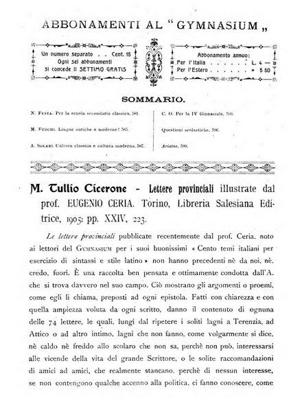 Gymnasium periodico letterario-didattico per le scuole secondarie