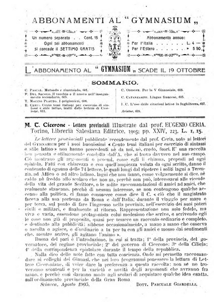 Gymnasium periodico letterario-didattico per le scuole secondarie