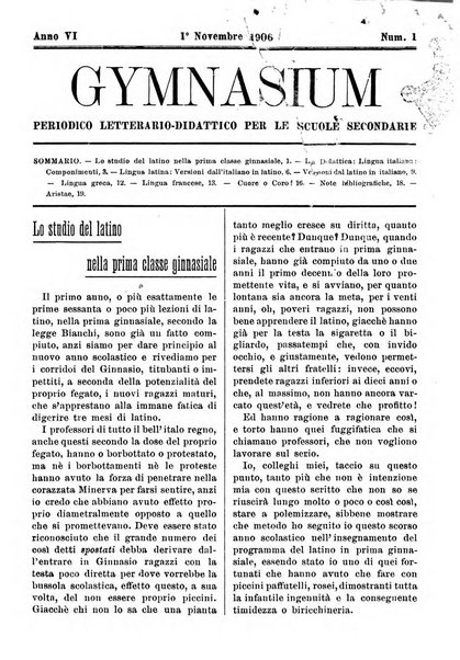 Gymnasium periodico letterario-didattico per le scuole secondarie