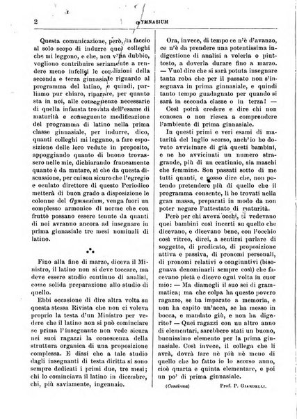 Gymnasium periodico letterario-didattico per le scuole secondarie