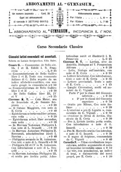 Gymnasium periodico letterario-didattico per le scuole secondarie