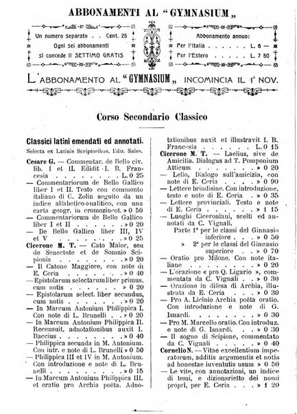 Gymnasium periodico letterario-didattico per le scuole secondarie