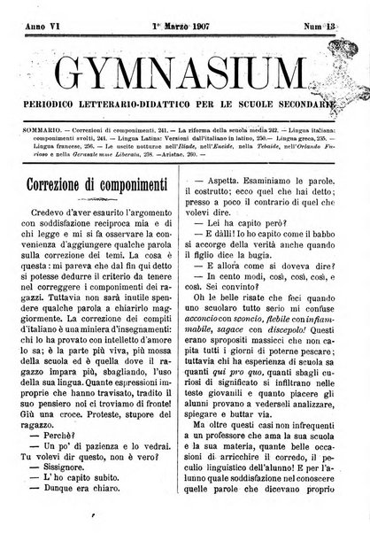 Gymnasium periodico letterario-didattico per le scuole secondarie