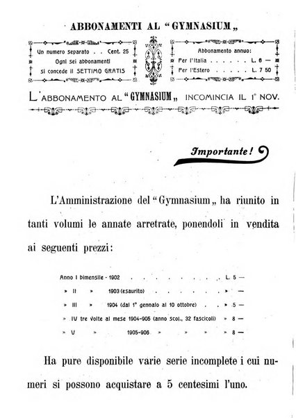 Gymnasium periodico letterario-didattico per le scuole secondarie