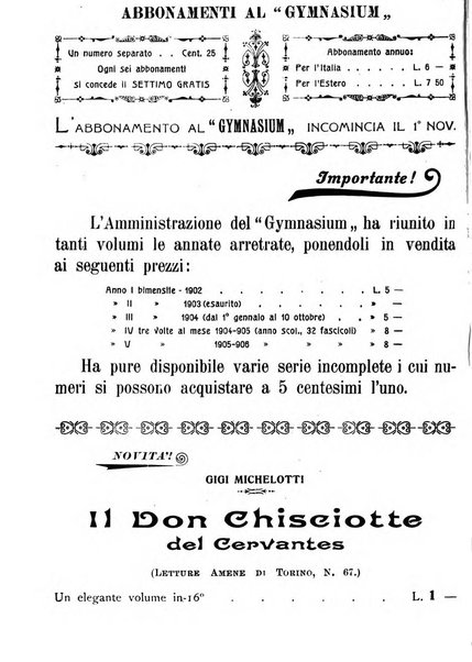 Gymnasium periodico letterario-didattico per le scuole secondarie