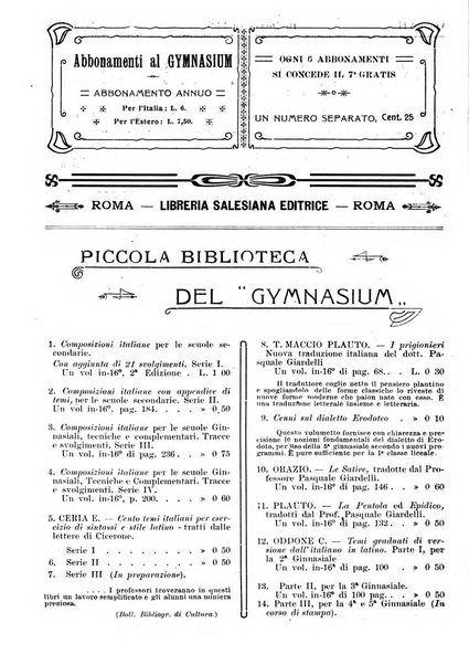 Gymnasium periodico letterario-didattico per le scuole secondarie